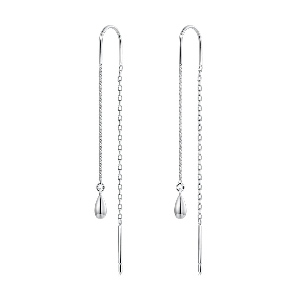 925 Sterling Silver Plated White Gold Water Droplet Earrings for Women