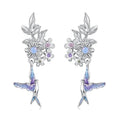 925 Sterling Silver Earrings with Nano Opal Stone and White Gold Plating