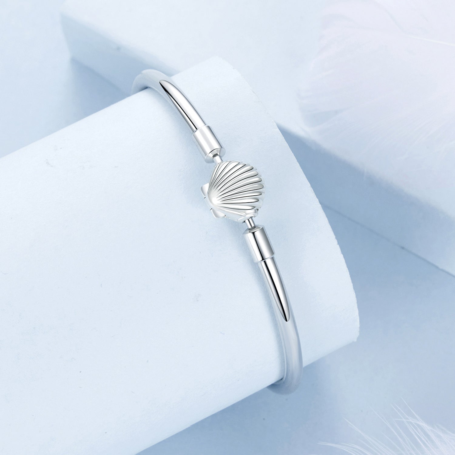 925 Sterling Silver White Gold Plated Bracelet 17.0 cm Inner Diameter 55mm for Women