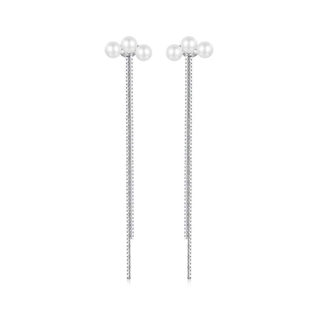 925 Sterling Silver White Gold Plated Shell Pearl Earrings