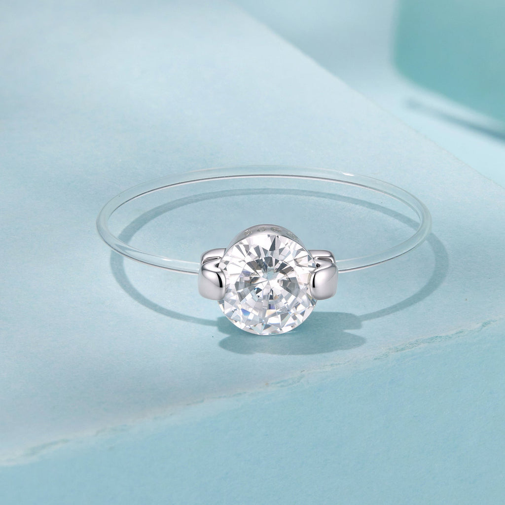 925 Sterling Silver White Gold Plated CZ Ring Size 6 for Women