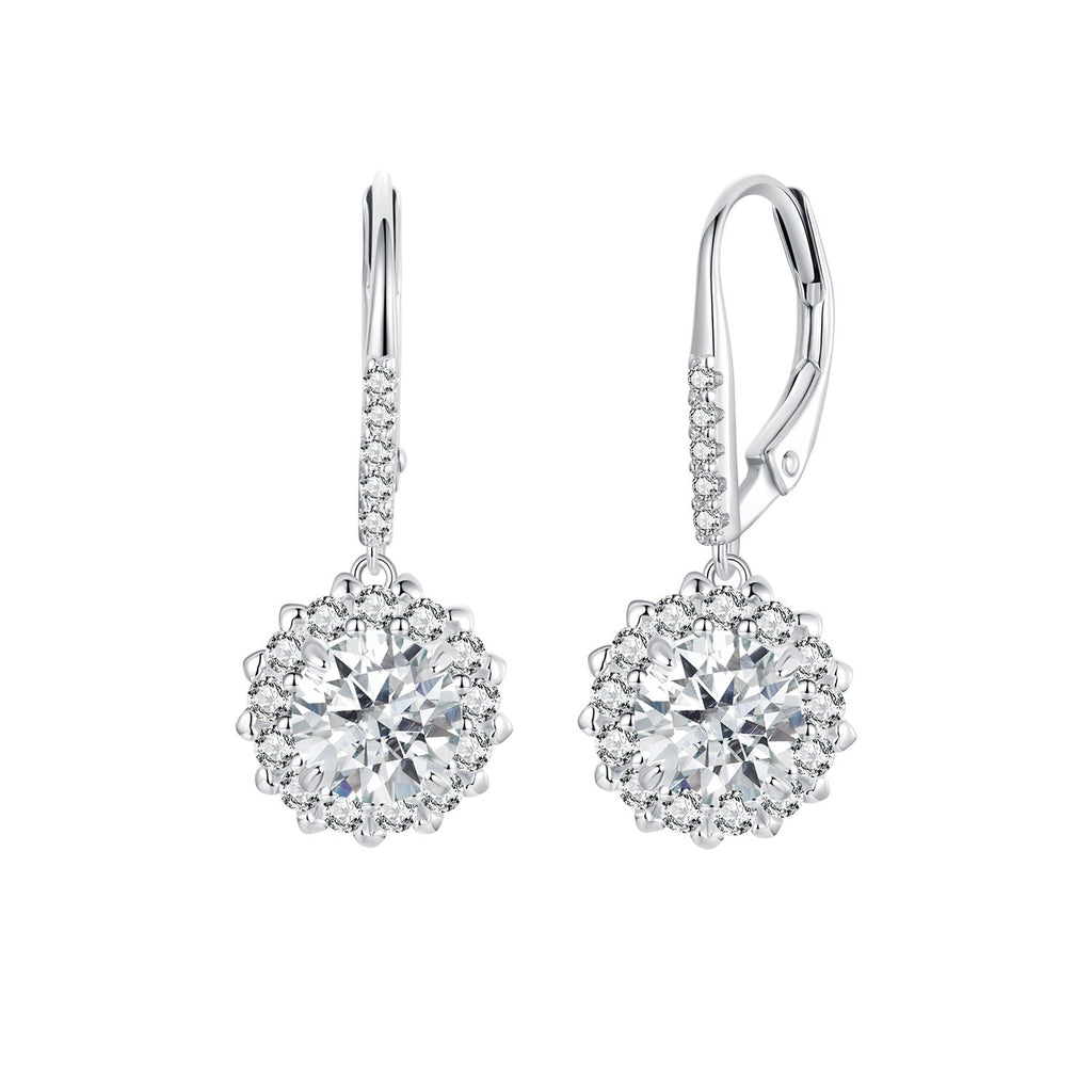 925 Sterling Silver Moissanite 1ct Earrings 26x11mm Pavé White Gold for Women