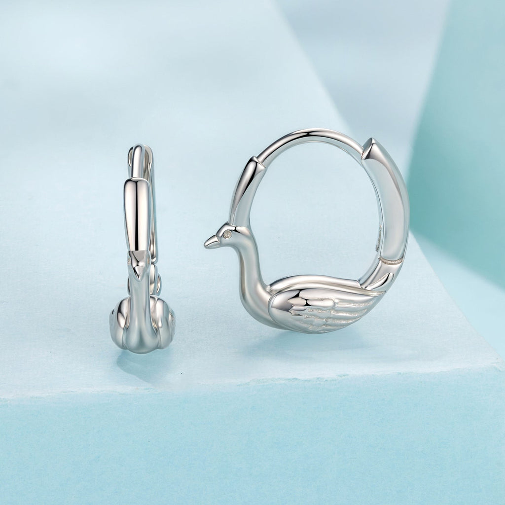 925 Sterling Silver Plated White Gold Hoop Earrings for Women