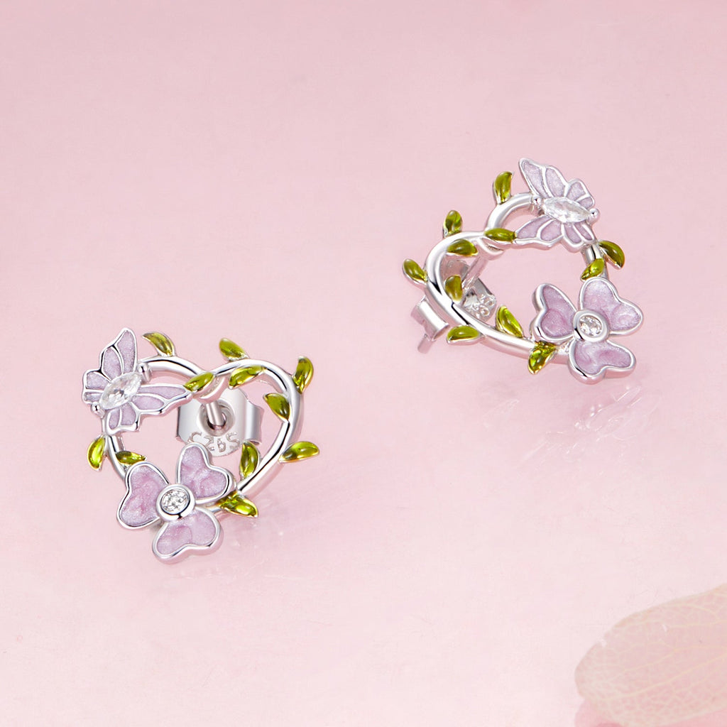 925 Sterling Silver Enamel CZ Plated Earrings