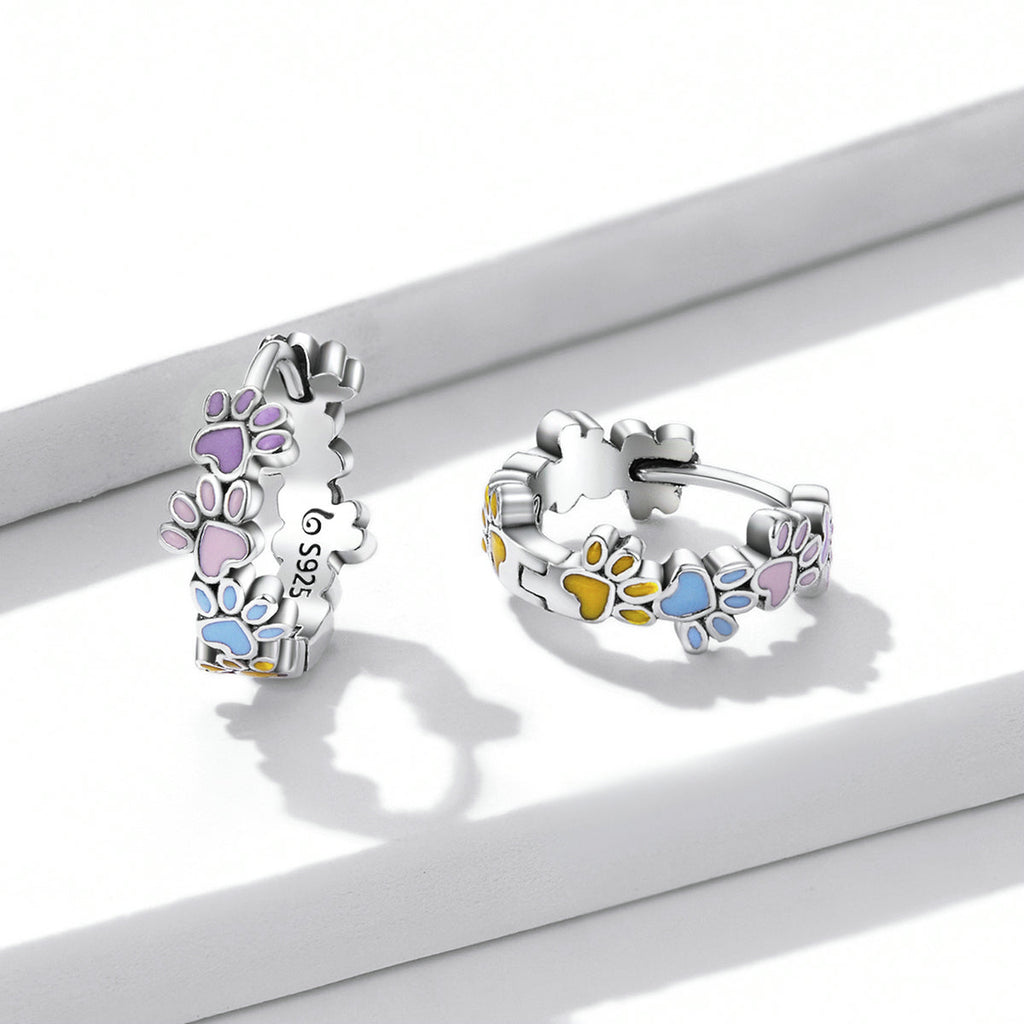 925 Sterling Silver Enamel Oxidized Silver Earrings