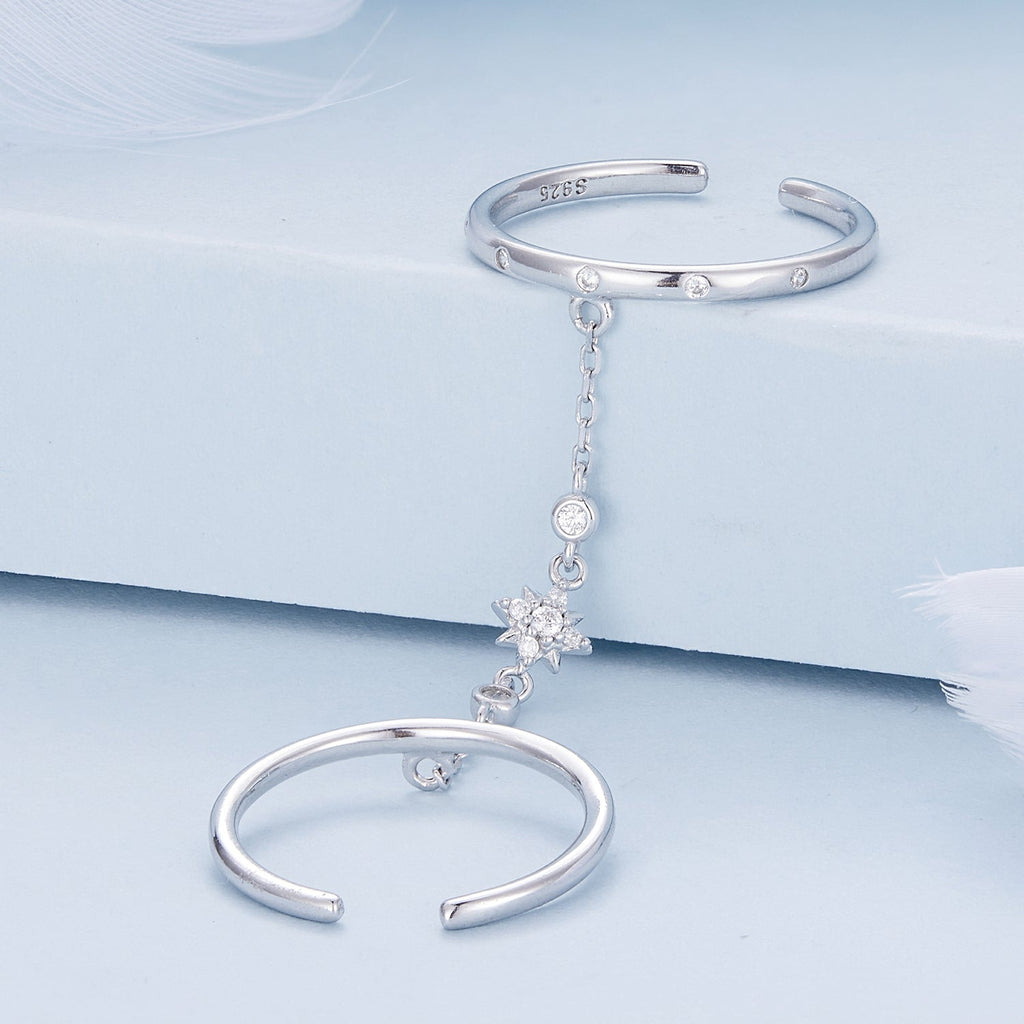 925 Sterling Silver Plated CZ Ring 30mm Chain Length, 1.7mm Width for Women