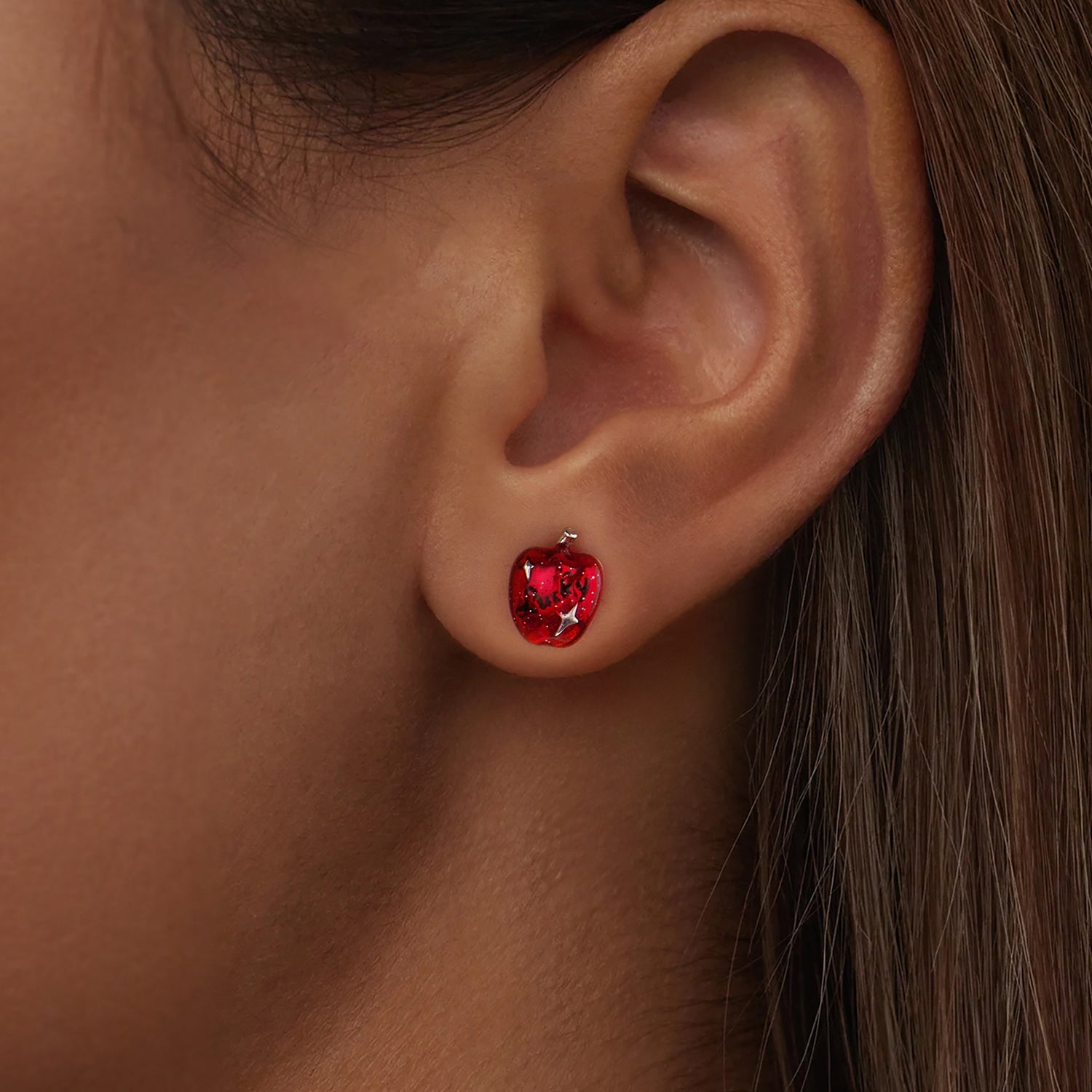 925 Sterling Silver Earrings with Synthetic Spinel & Enamel, 1.1x0.8cm for Women