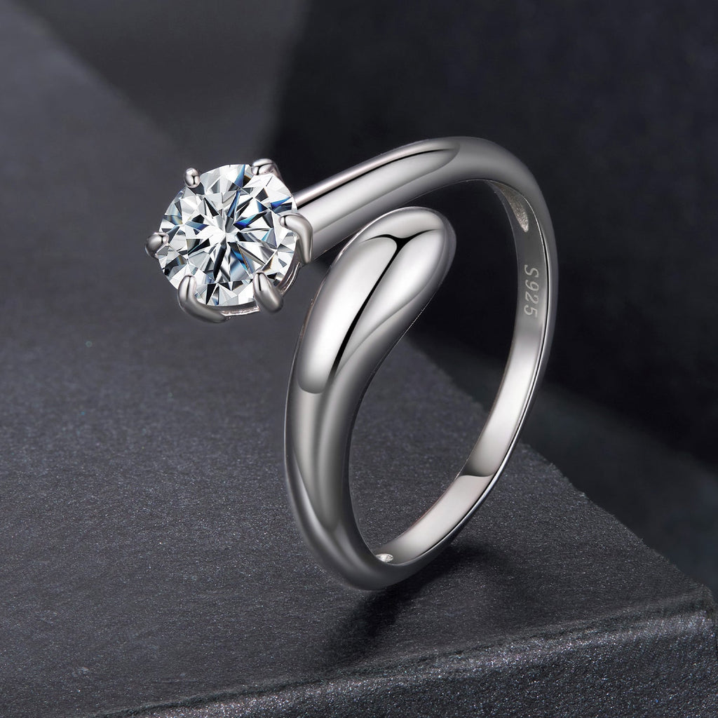 925 Sterling Silver 1 Carat Moissanite Ring for Women
