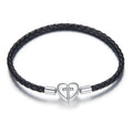 925 Sterling Silver Leather 17cm Bracelet with Oxidized CZ for Women