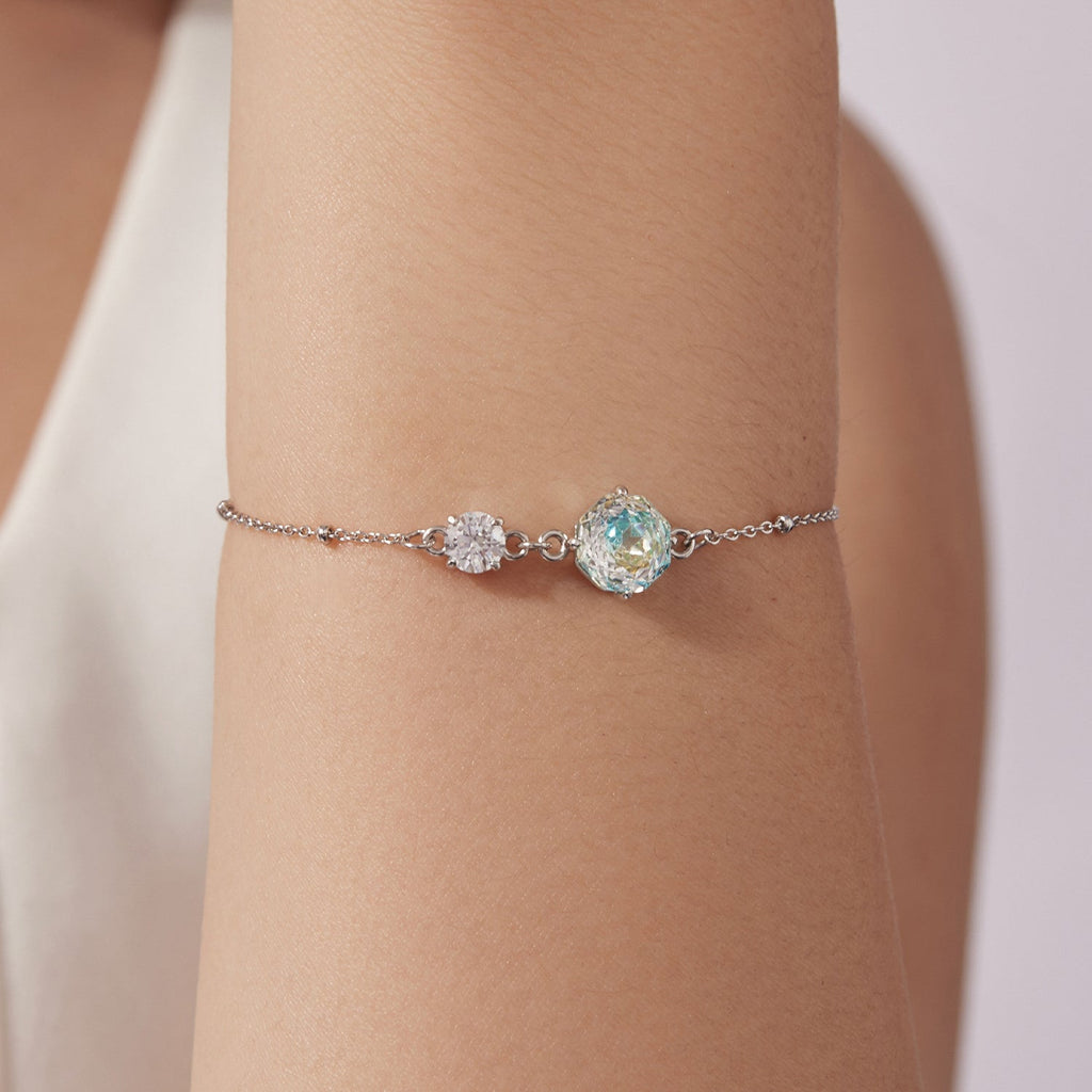 925 Sterling Silver 0.8cm CZ White Gold Plated Bracelet for Women
