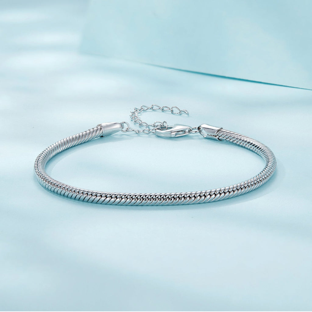 925 Sterling Silver Plated Platinum Bracelet with Adjustable Length for Women