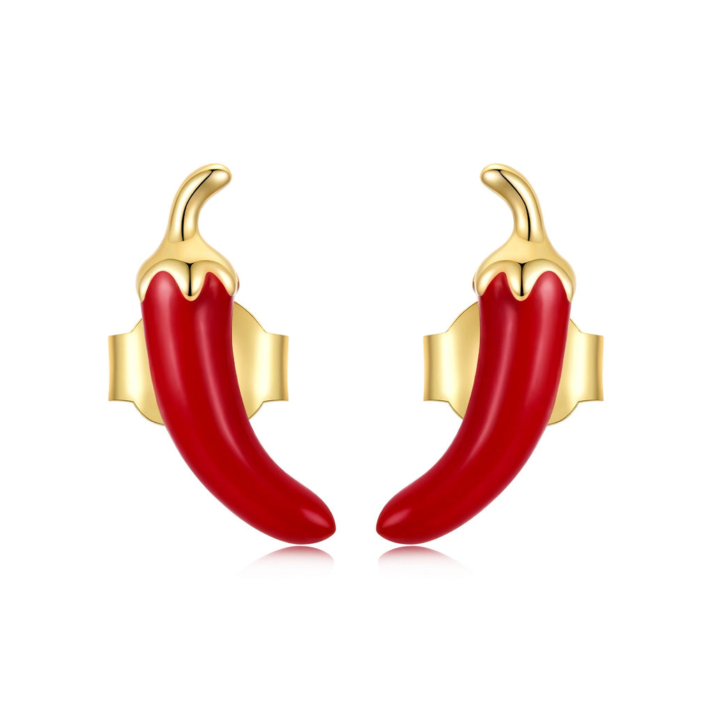 925 Sterling Silver Gold Plated Enamel Earrings for Women