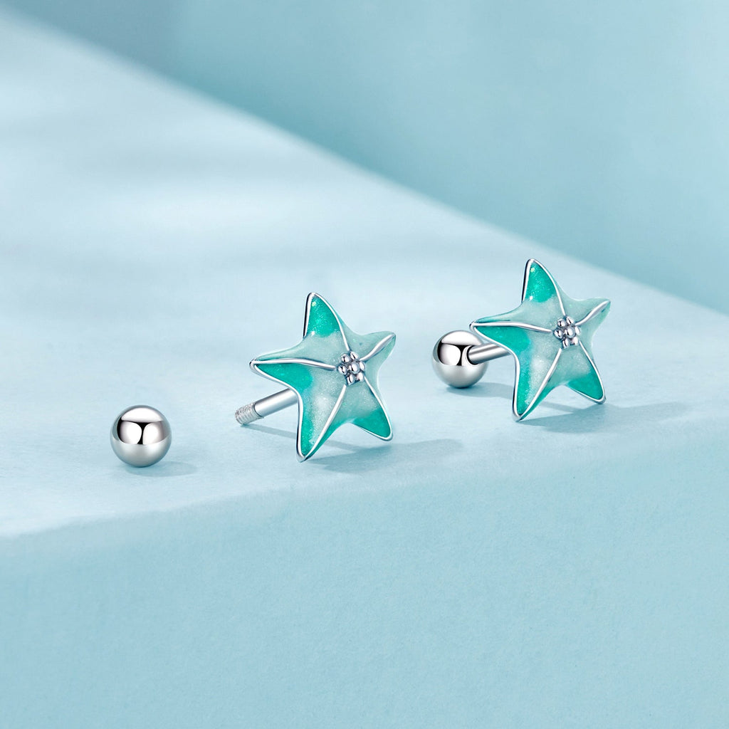 925 Sterling Silver Enamel White Gold Plated Earrings