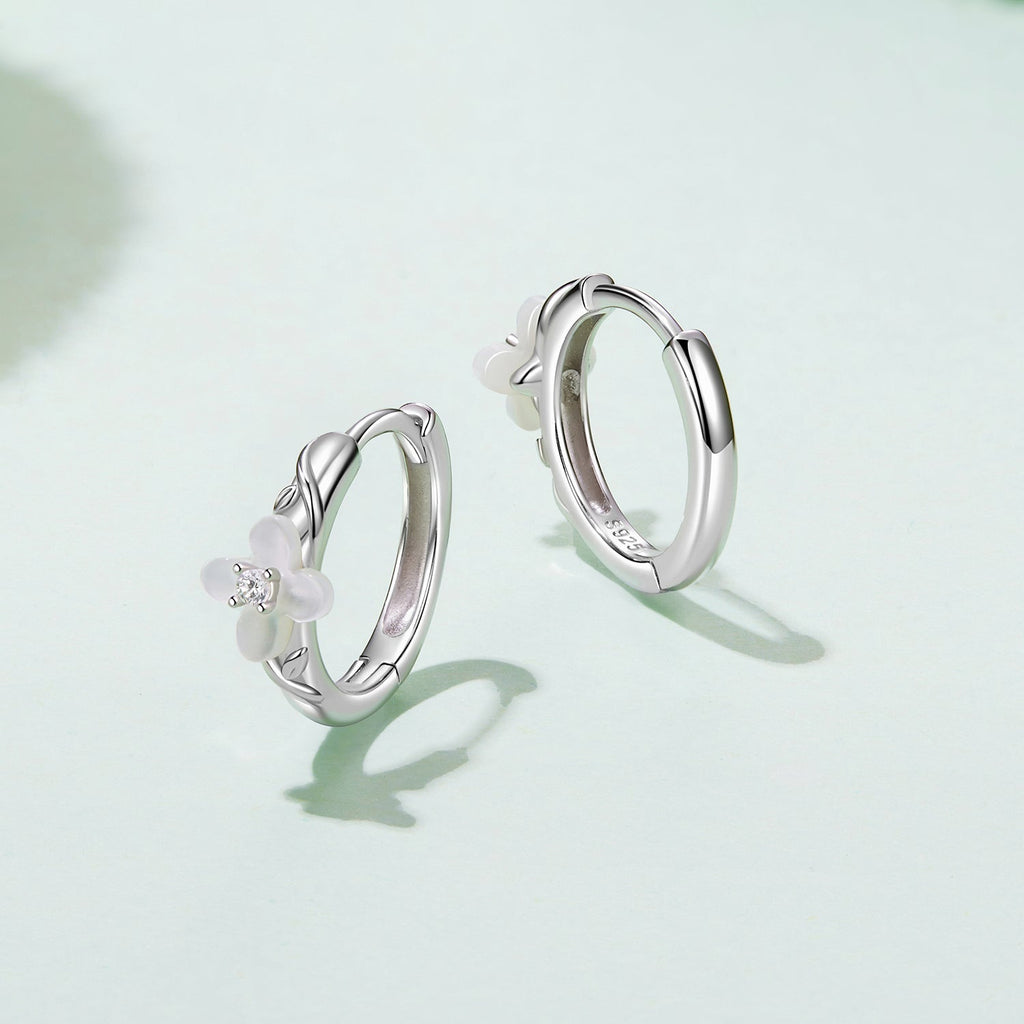 925 Sterling Silver Earrings with Pavé Setting CZ and High-Quality Nacre for Women