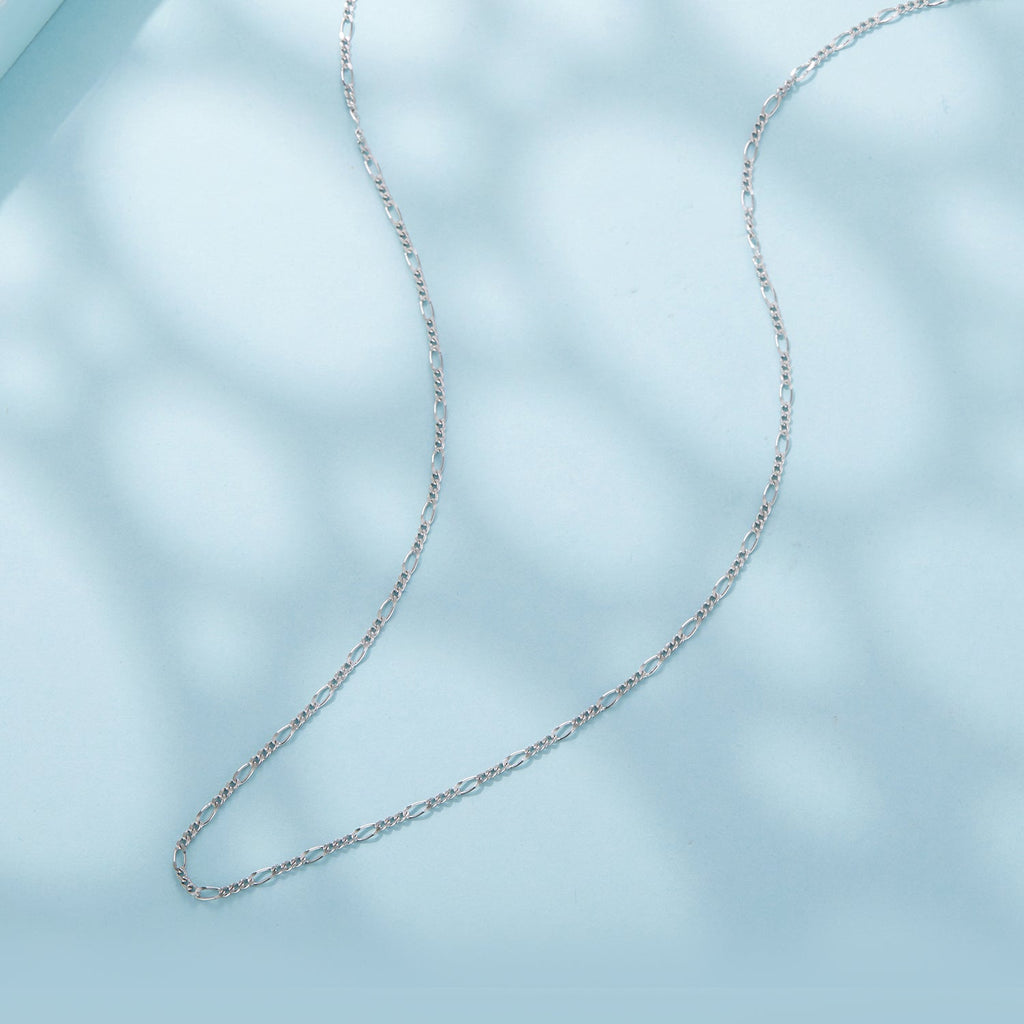 925 Sterling Silver 40cm Necklace with Plated White Gold
