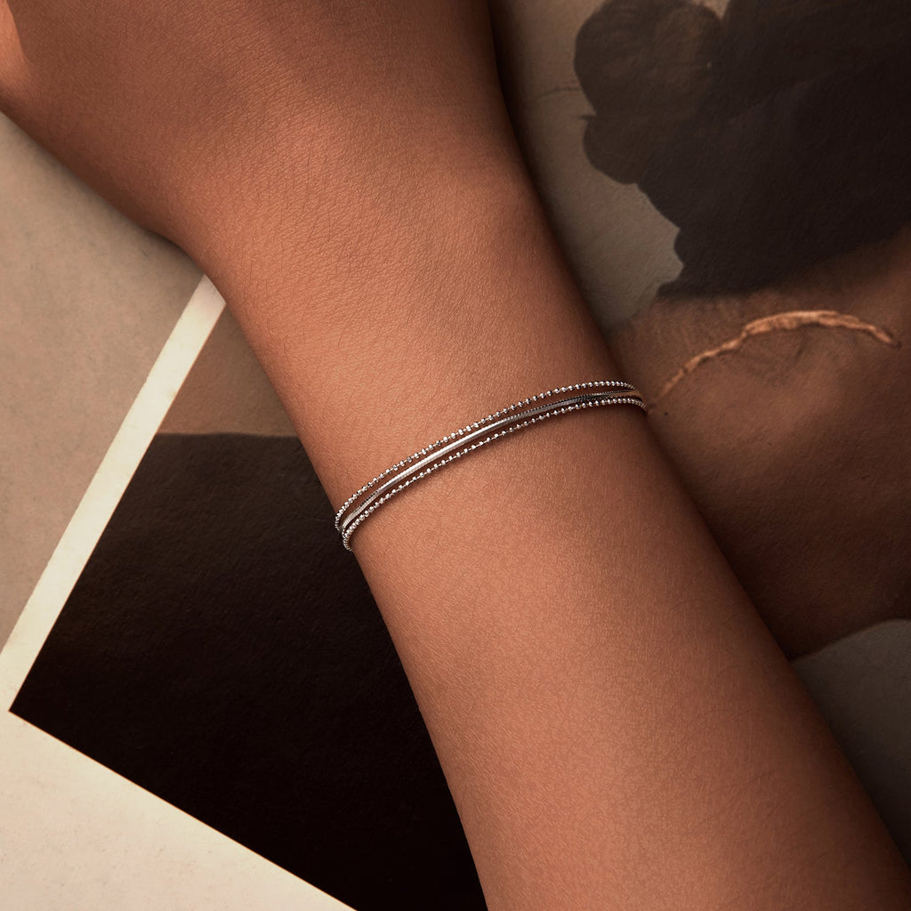 925 Sterling Silver & White Gold Plated Bracelet