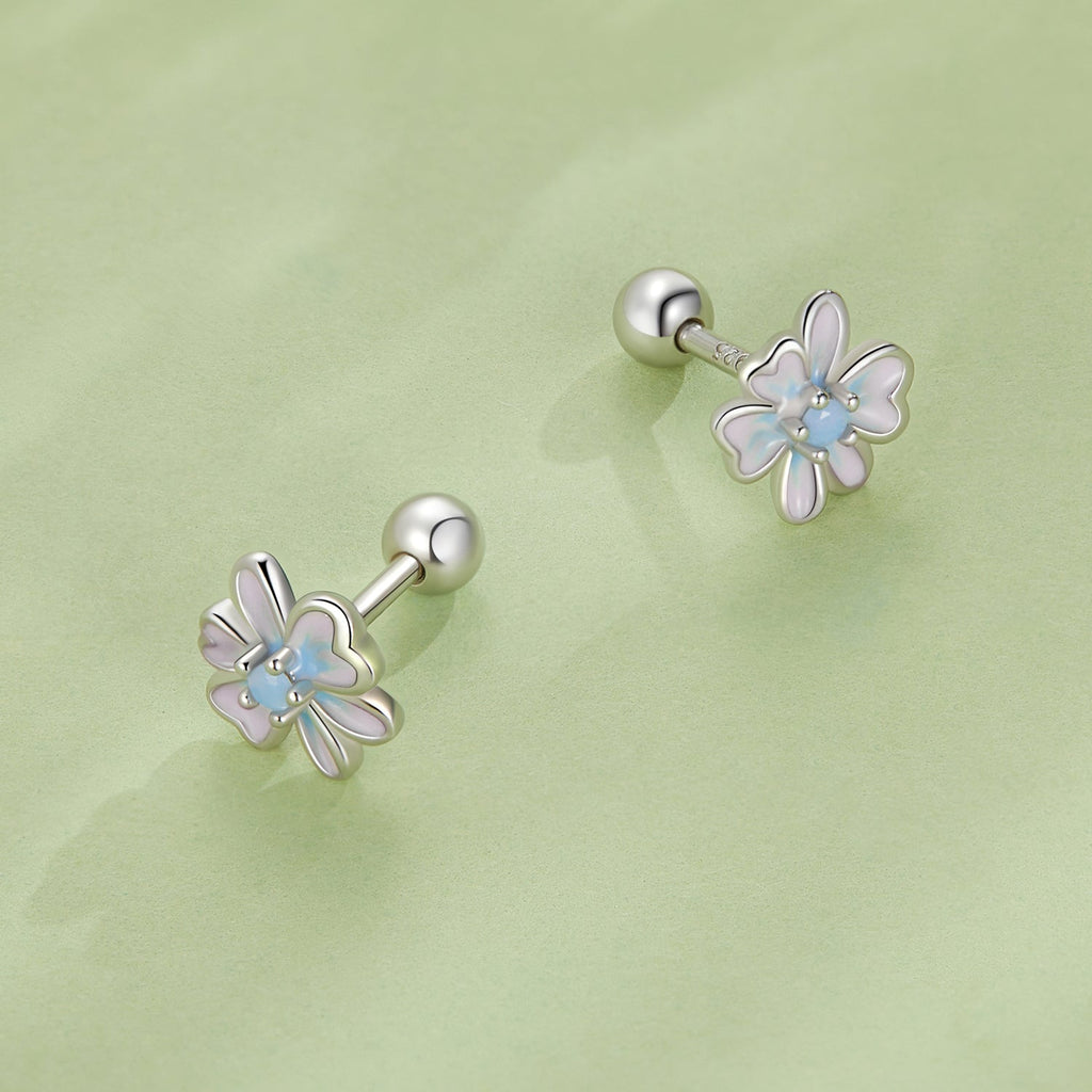925 Sterling Silver Opal Nanometer Stone Enamel Earrings for Women