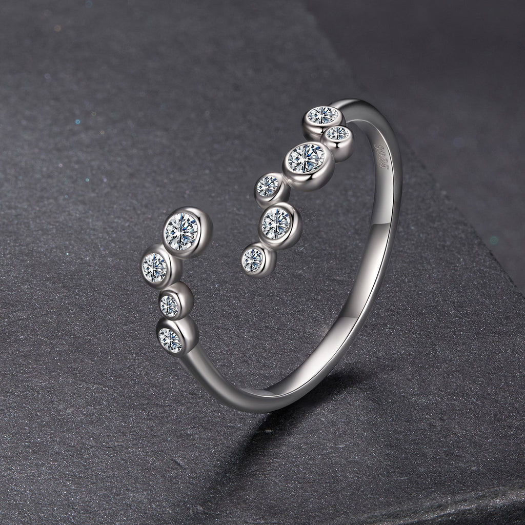 925 Sterling Silver Moissanite 0.06 Carat Ring for Women, Size E