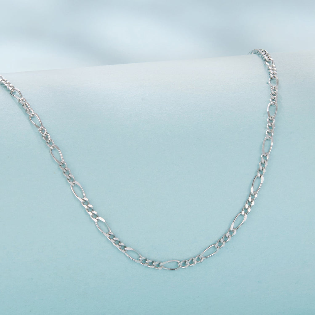 925 Sterling Silver 40cm Necklace with Plated White Gold