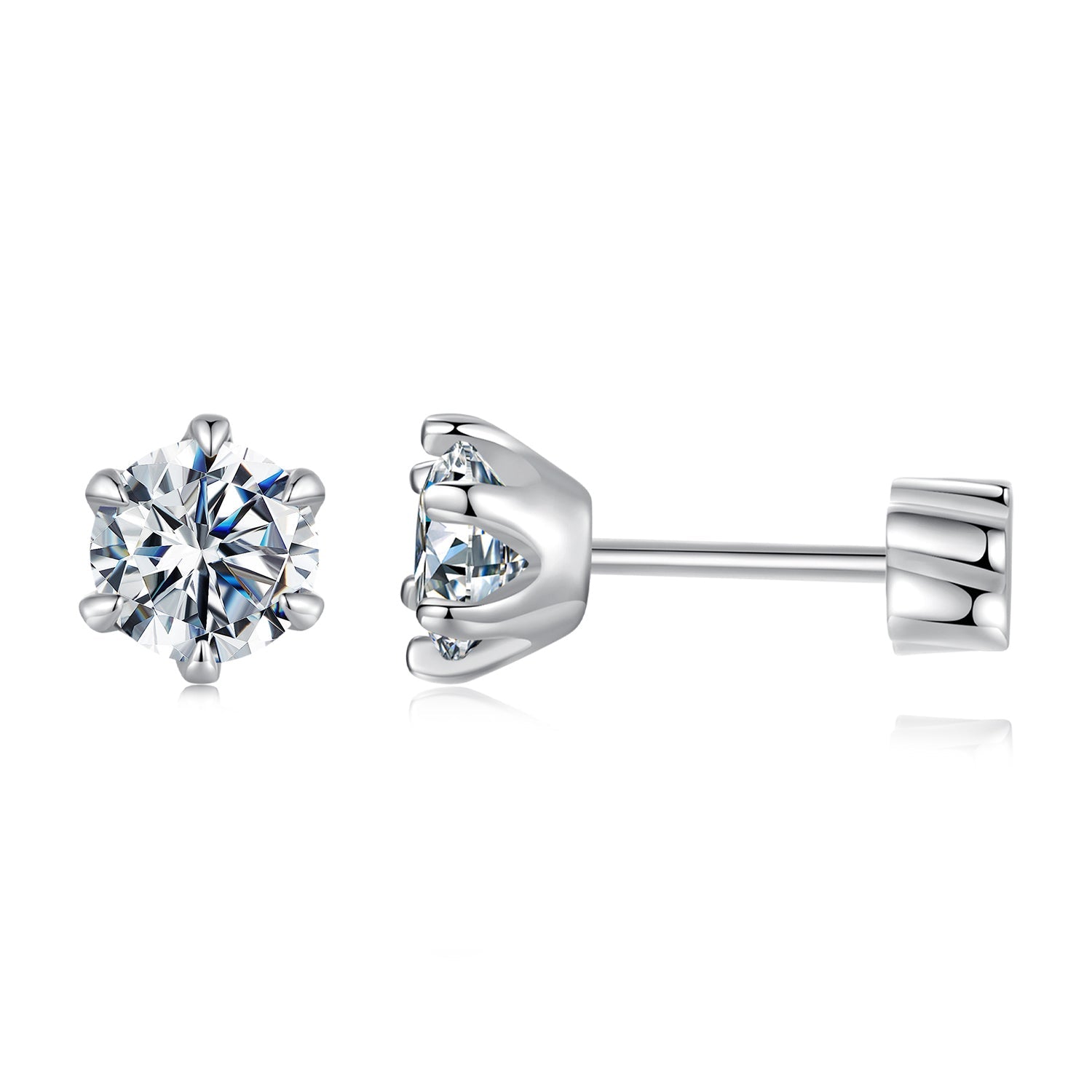 925 Sterling Silver 0.5 Carat Moissanite Earrings for Women