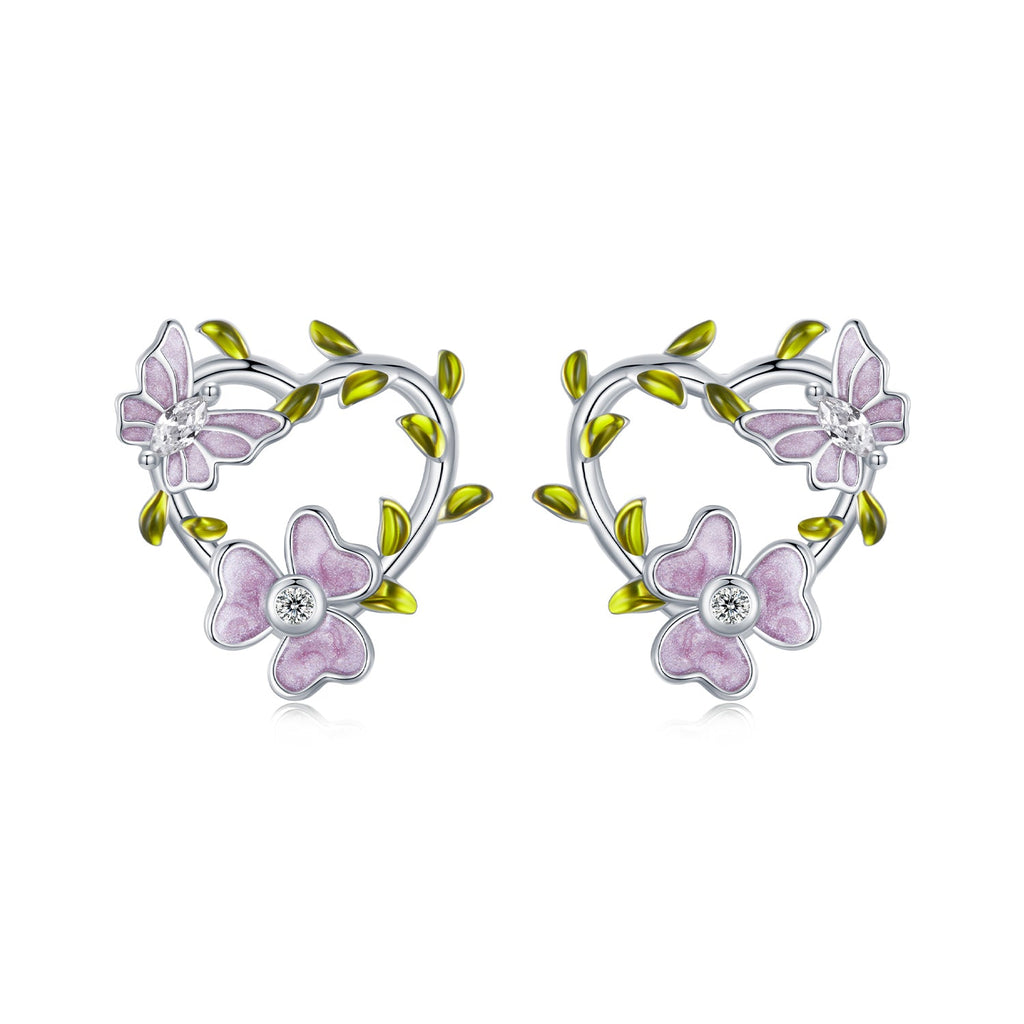 925 Sterling Silver Enamel CZ Plated Earrings