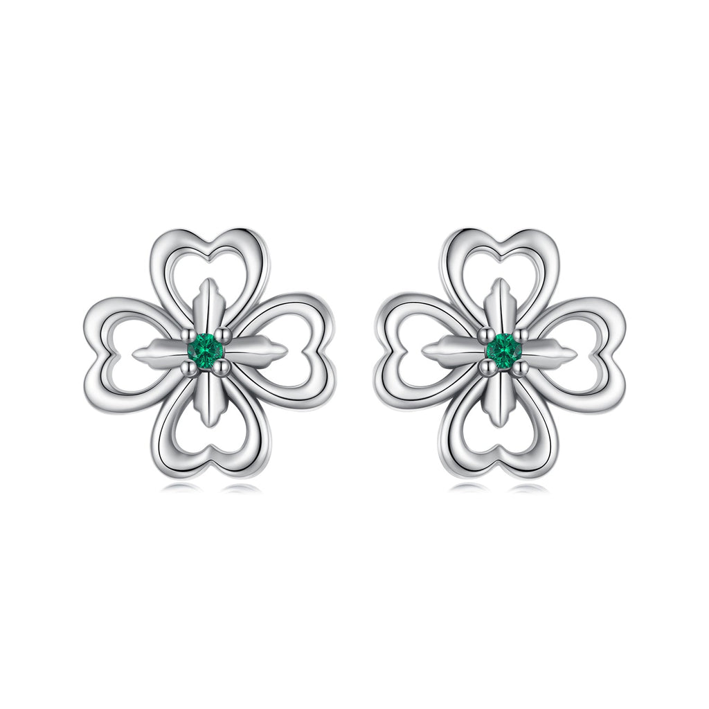 925 Sterling Silver Earrings with Pavé Setting CZ, 0.9cm, Oxidized Silver for Women