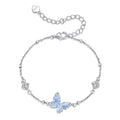 925 Sterling Silver White Gold Plated Bracelet with Enamel and CZ - 15+6cm Length