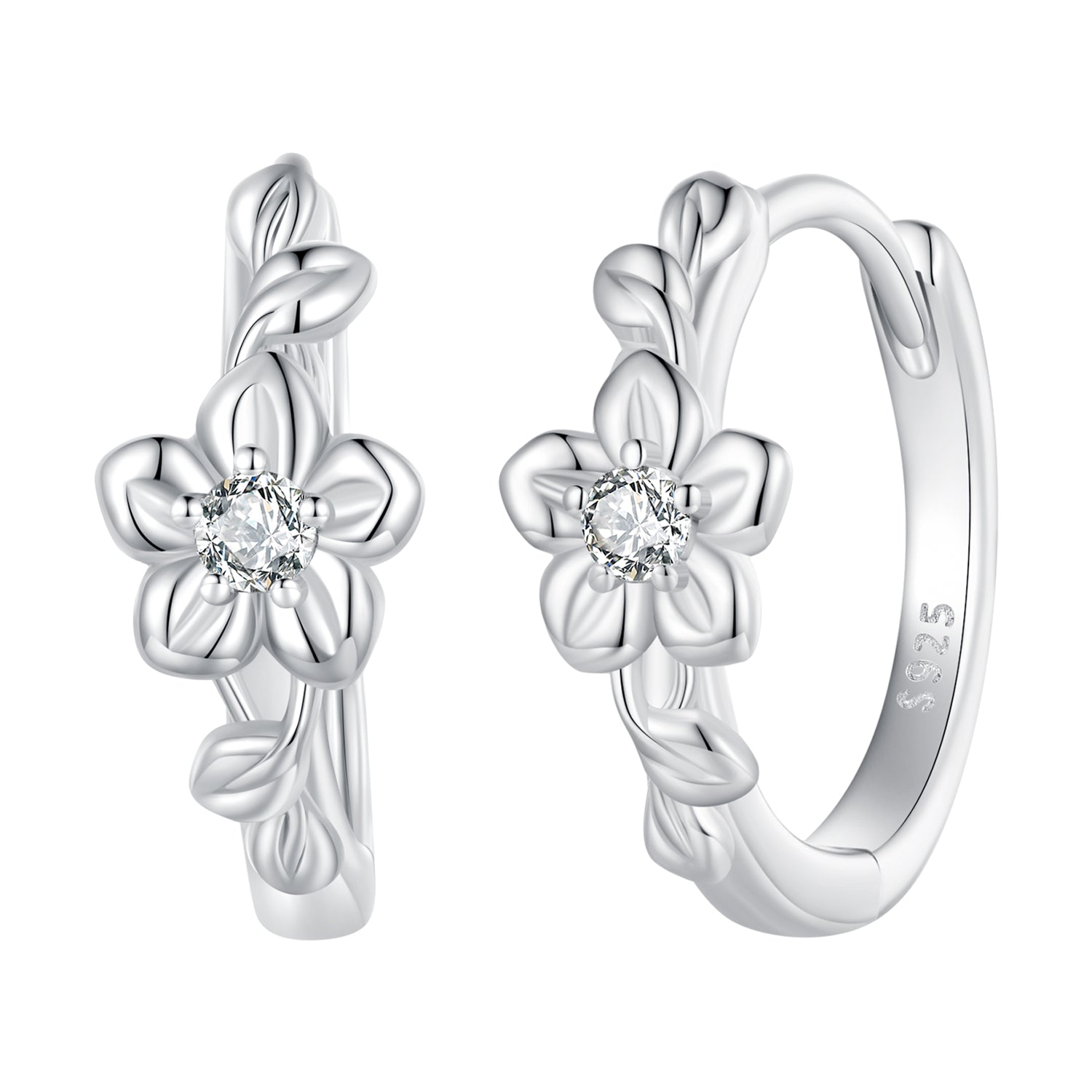 925 Sterling Silver Earrings with Zircon and Platinum Plating