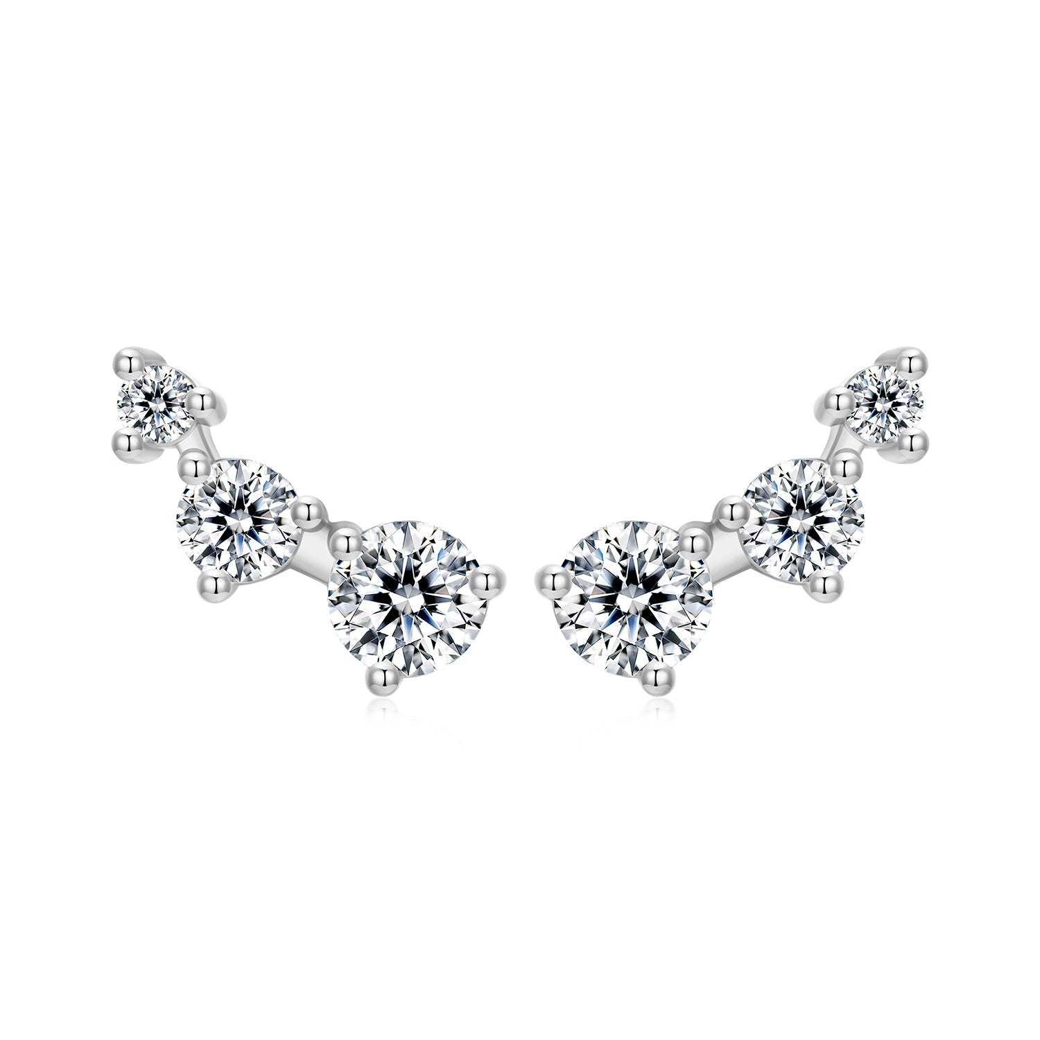 925 Sterling Silver Earrings with Pavé Setting CZ | Size 0.6*1.45cm for Women