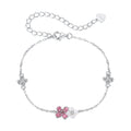925 Sterling Silver Enamel Charm Bracelet with Pavé CZ, 15+6cm for Women