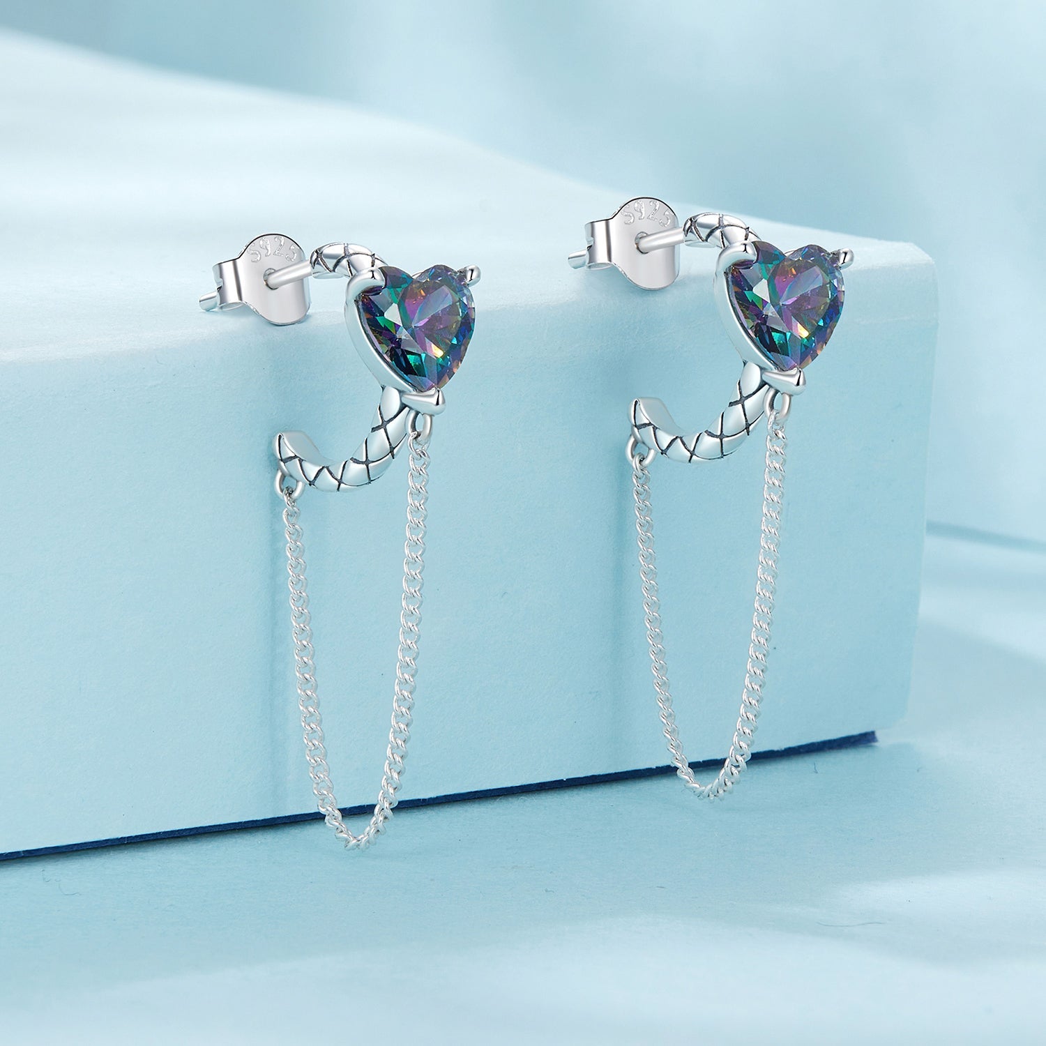 925 Sterling Silver Transparent Glass Earrings for Women