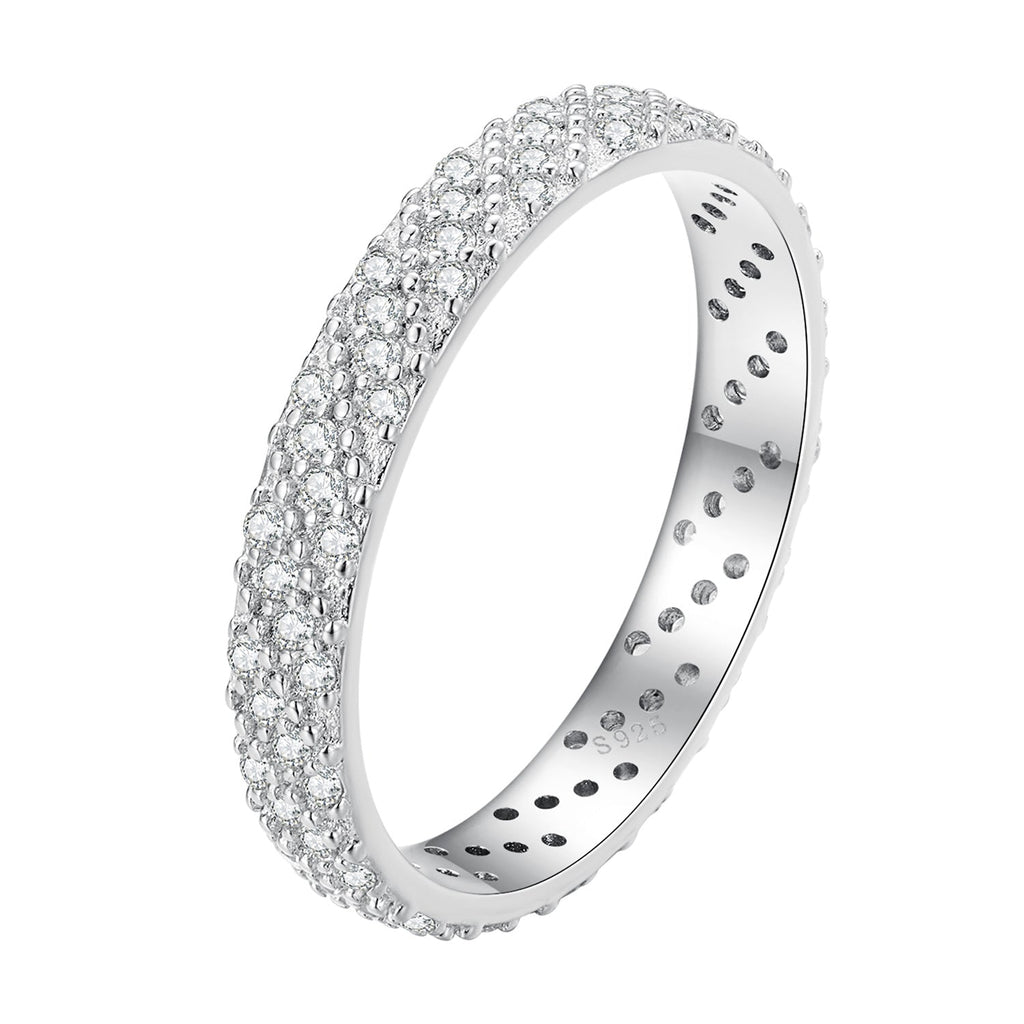 925 Sterling Silver Ring with Pavé Setting CZ for Women Size 6.0