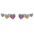 925 Sterling Silver Earrings with Pavé Setting and Plated Platinum, Size: 0.5*1.3cm, Women