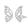 925 Sterling Silver White Gold Plated Pavé Set CZ Earrings - Small Size