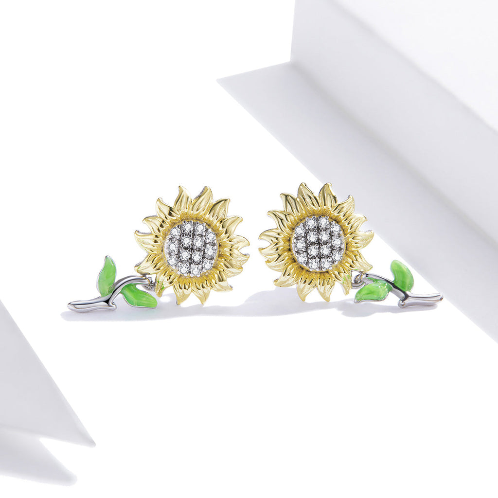 925 Sterling Silver Plated Gold Earrings with Enamel Process