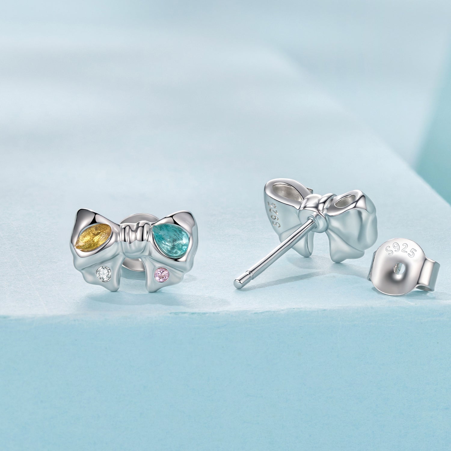 925 Sterling Silver Earrings with Transparent Glass and CZ for Women