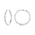 925 Sterling Silver White Gold Plated Hoop Earrings with CZ - 2.0cm
