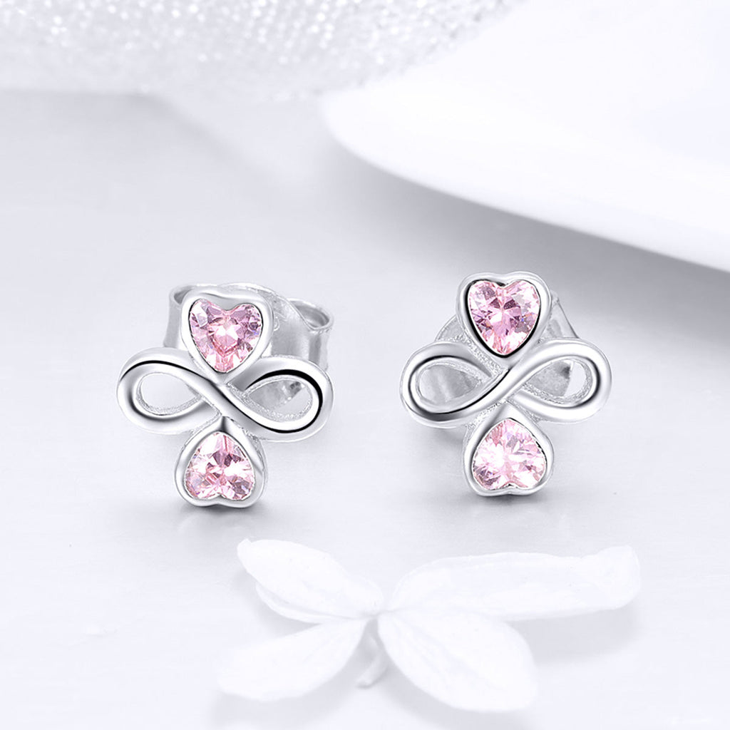 925 Sterling Silver Platinum Plated Pavé Setting CZ Earrings