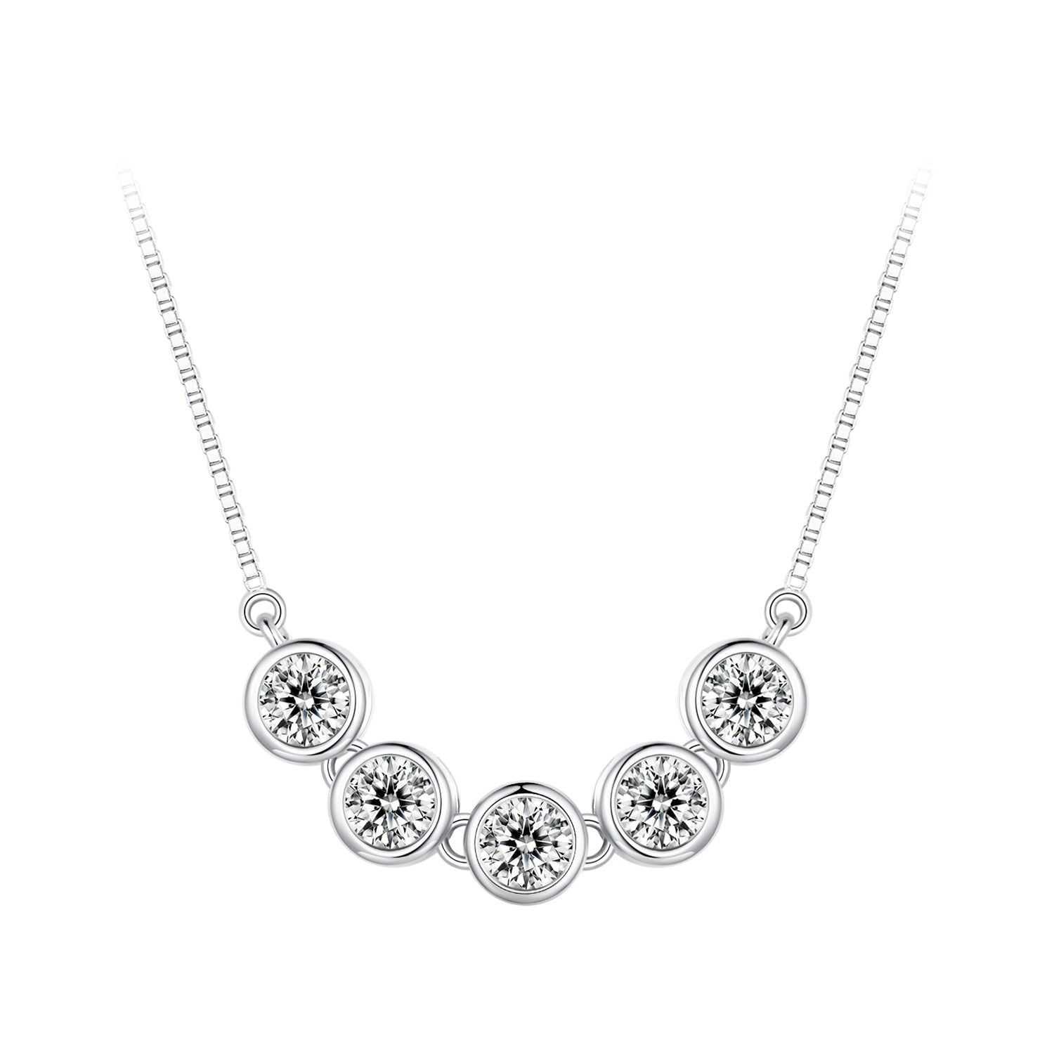 925 Sterling Silver 4mm Moissanite Plated Platinum Necklace for Women