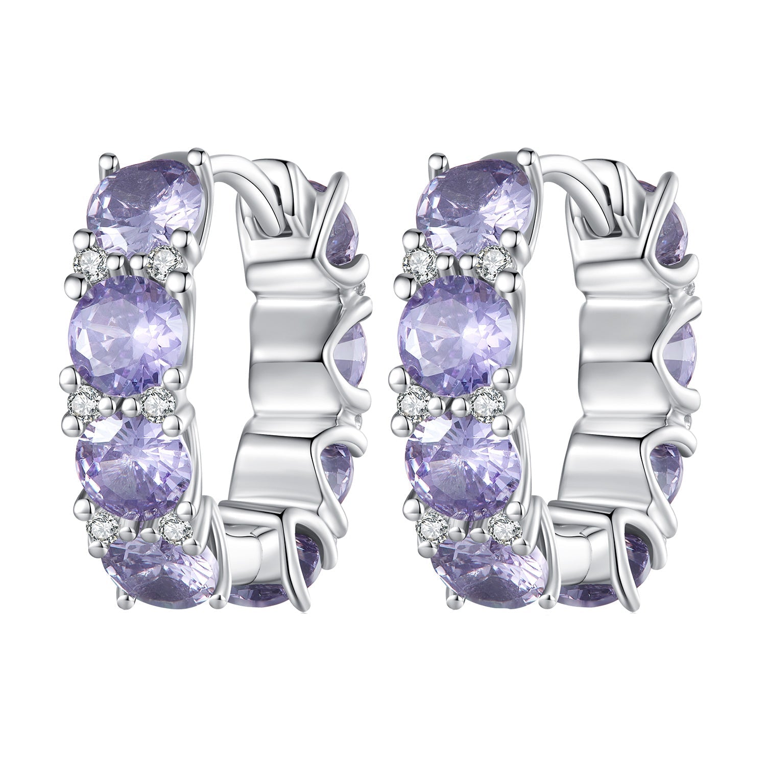 925 Sterling Silver Earrings with Pavé Setting and Plated Platinum for Women