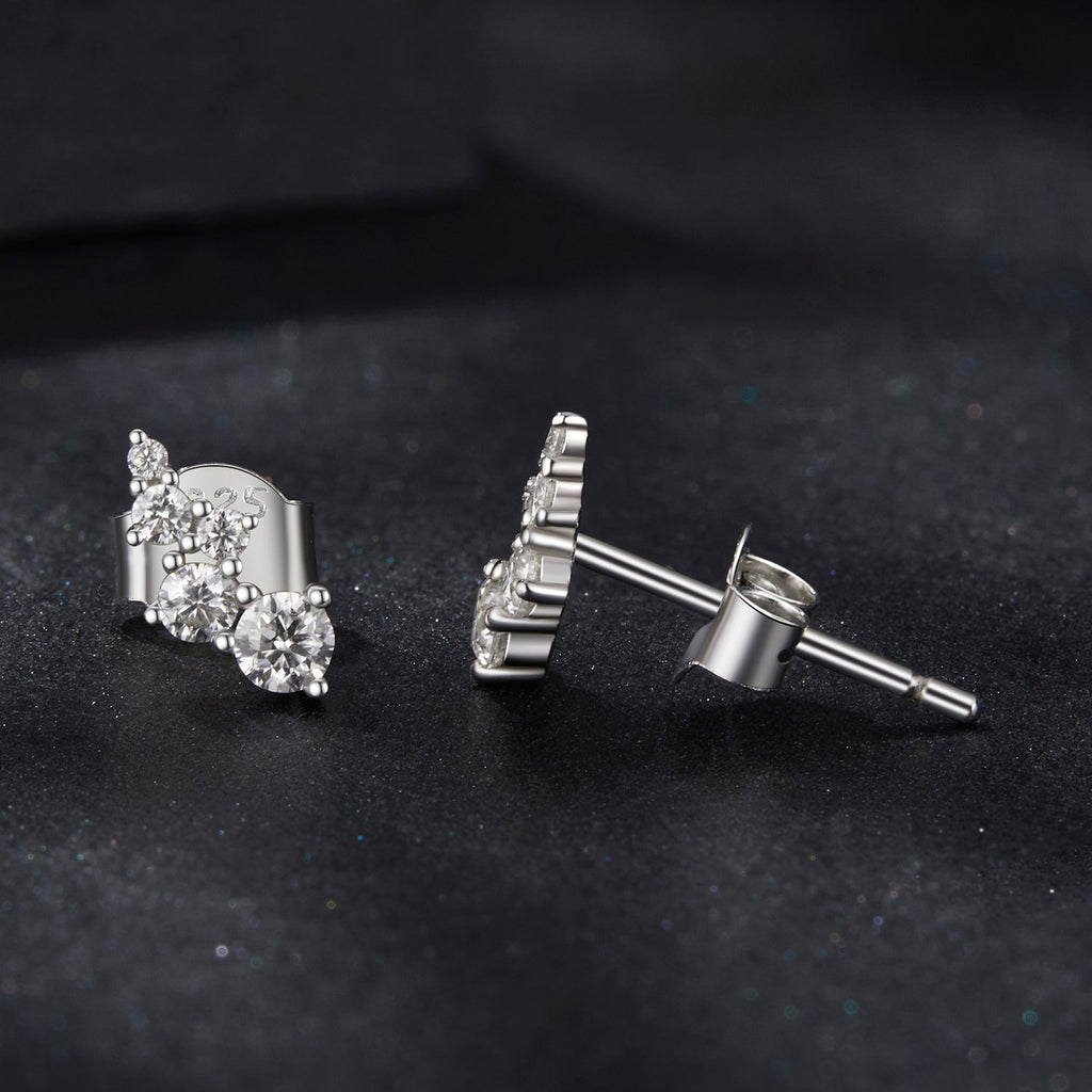 925 Sterling Silver Moissanite Earrings with White Gold Plating for Women