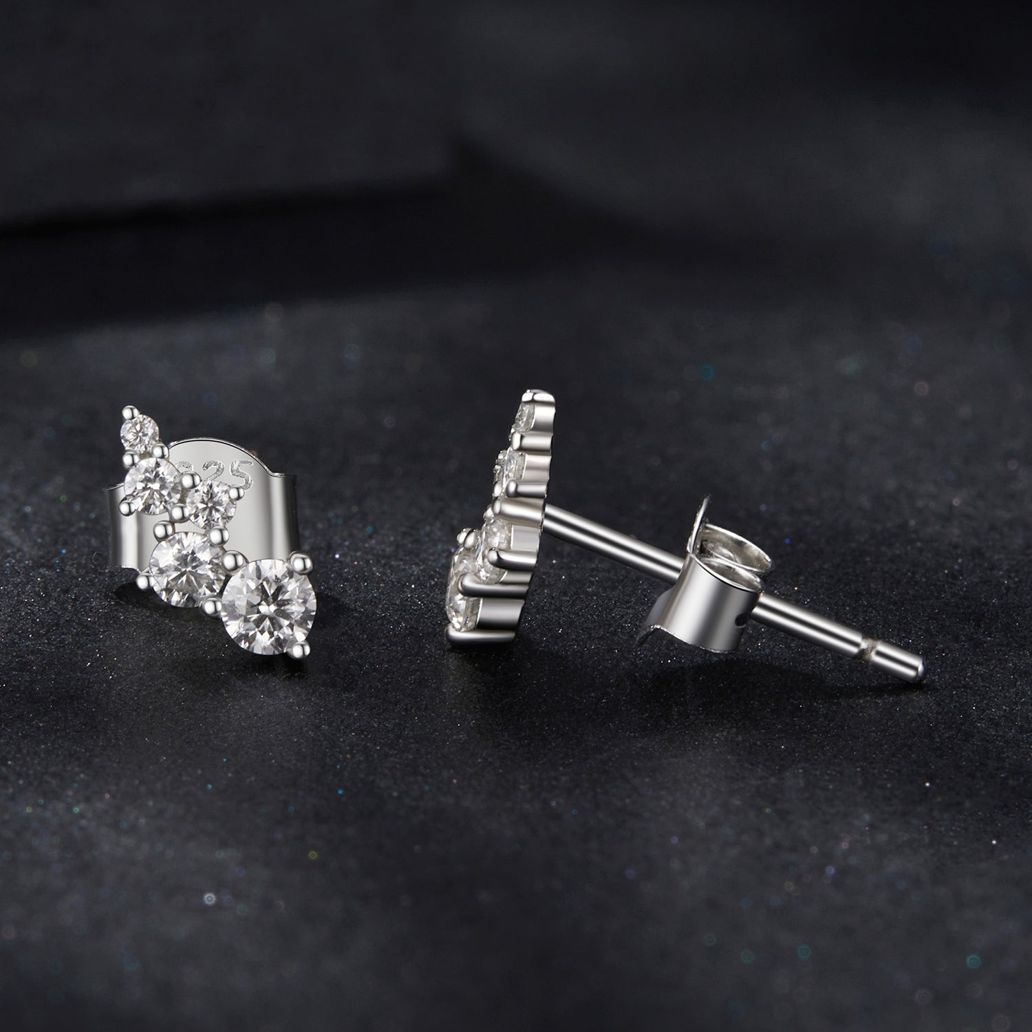 925 Sterling Silver Moissanite Earrings with White Gold Plating for Women
