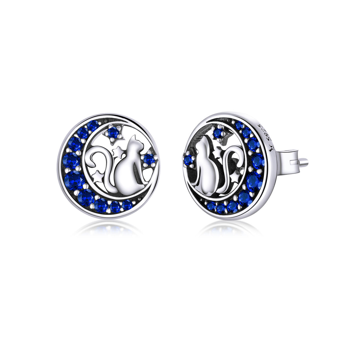 925 Sterling Silver Oxidized CZ Pavé Earrings