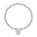 925 Sterling Silver Bracelet with Pavé Setting CZ and Platinum Plating, 17cm for Women