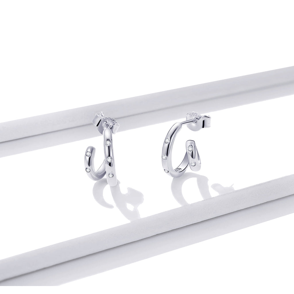 925 Sterling Silver Earrings with Pavé Setting CZ