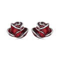 925 Sterling Silver Enamel Plated White Gold Earrings 0.7*1cm for Women