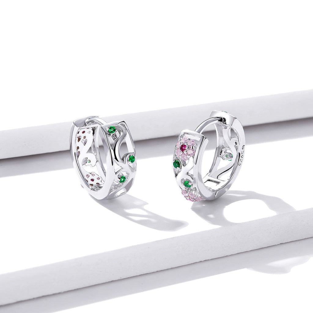 925 Sterling Silver Earrings with Pavé Setting CZ, 1.2*0.5cm, for Women
