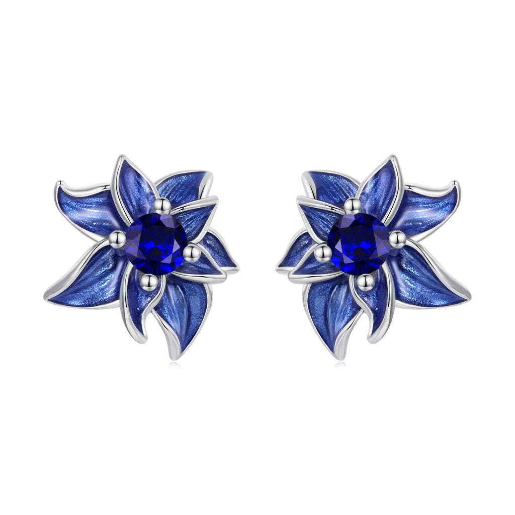 925 Sterling Silver Earrings with Enamel Process and Pavé Setting CZ