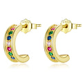 925 Sterling Silver Earrings with Pavé Setting CZ, 1.1*0.3 cm