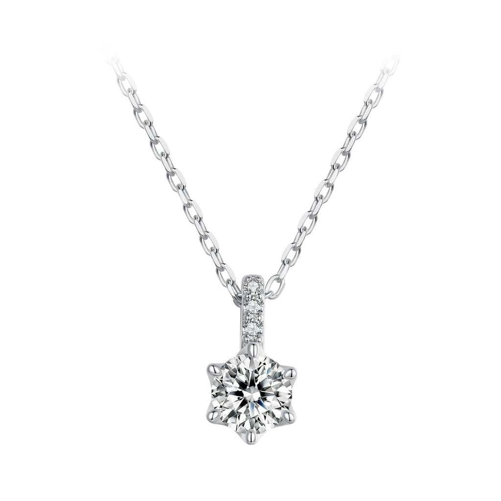 925 Sterling Silver Moissanite Plated Platinum Necklace for Women, 6.5mm, Style L, 400mm Length